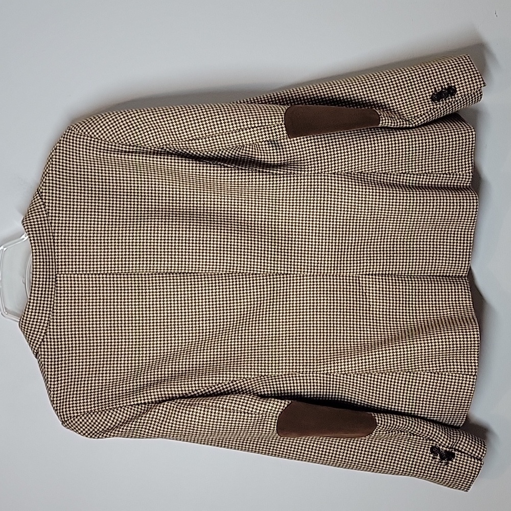 346 Brooks Brothers Herringbone Elbow Patch Wool Blazer Brown - Picture 8 of 11